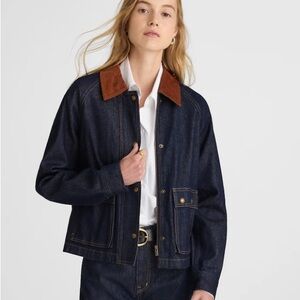 NWT Madewell Denim Jacket with Brown Collar